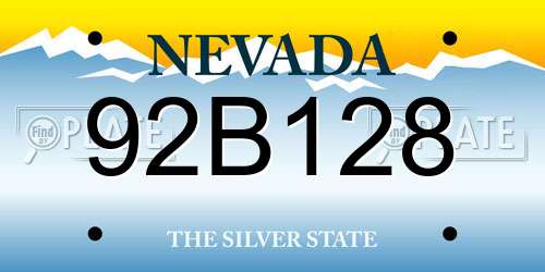 92B128 Nevada License Plate