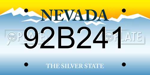 92B241 Nevada License Plate