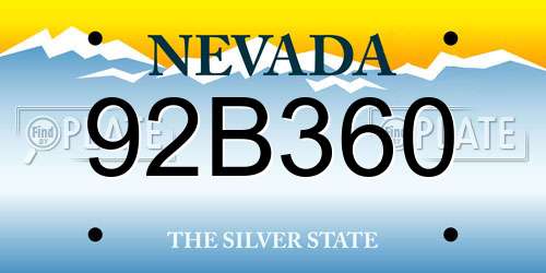 92B360 Nevada License Plate