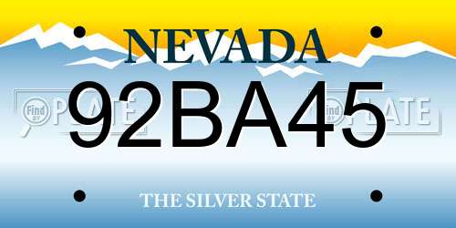 92BA45 Nevada License Plate