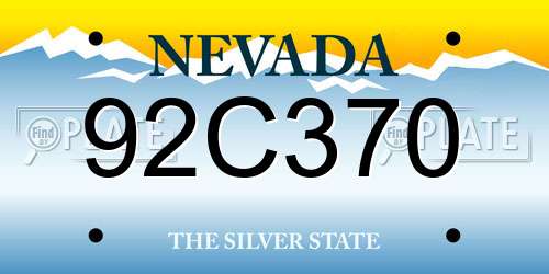 92C370 Nevada License Plate