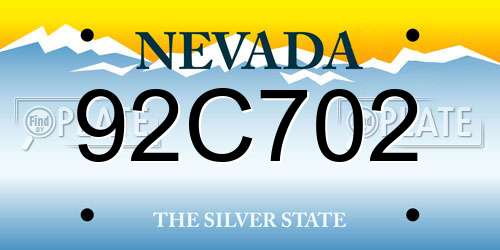 92C702 Nevada License Plate