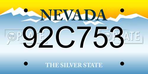 92C753 Nevada License Plate