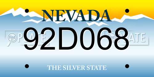 92D068 Nevada License Plate