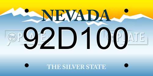 92D100 Nevada License Plate