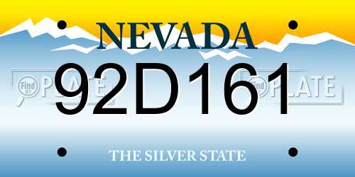 92D161 Nevada License Plate