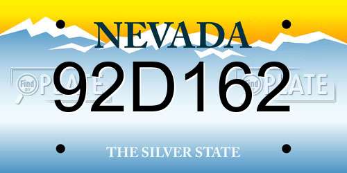 92D162 Nevada License Plate