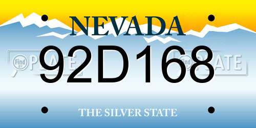 92D168 Nevada License Plate