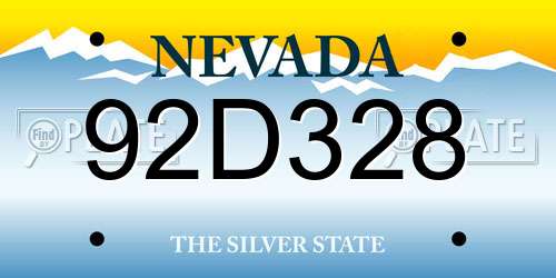 92D328 Nevada License Plate