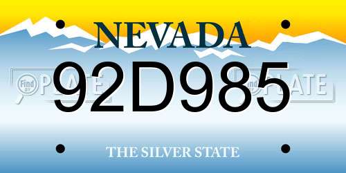 92D985 Nevada License Plate