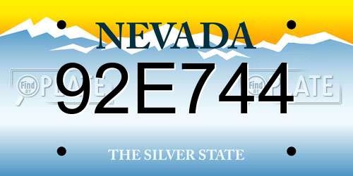 92E744 Nevada License Plate
