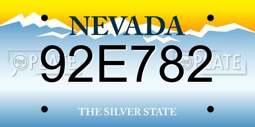 92E782 Nevada License Plate