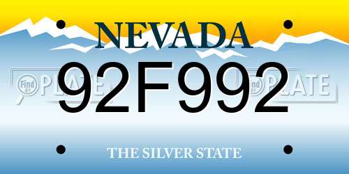 92F992 Nevada License Plate