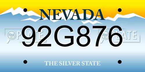 92G876 Nevada License Plate