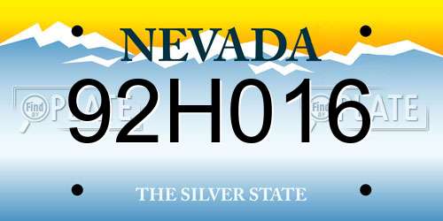 92H016 Nevada License Plate