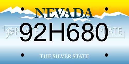 92H680 Nevada License Plate
