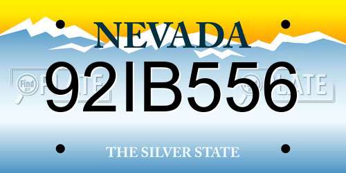92IB556 Nevada License Plate