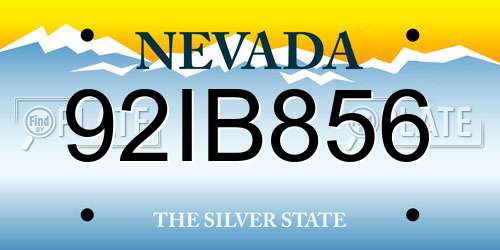 92IB856 Nevada License Plate