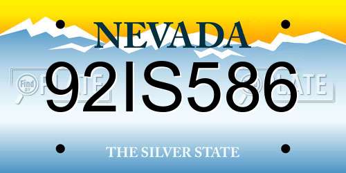 92IS586 Nevada License Plate