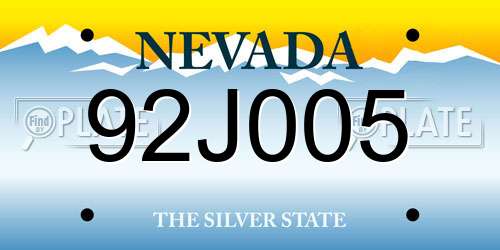 92J005 Nevada License Plate