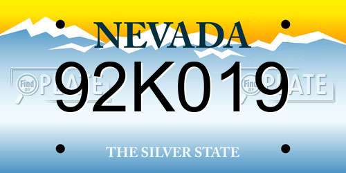 92K019 Nevada License Plate