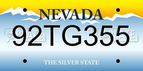 92TG355 Nevada License Plate