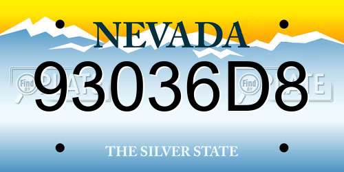 93036D8 Nevada License Plate