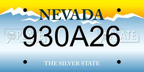 930A26 Nevada License Plate
