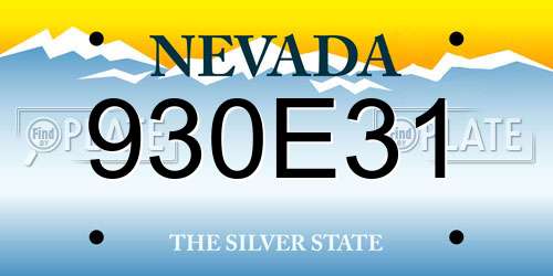 930E31 Nevada License Plate