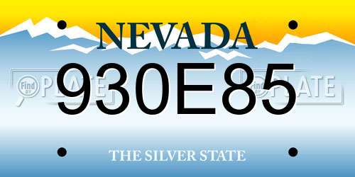 930E85 Nevada License Plate