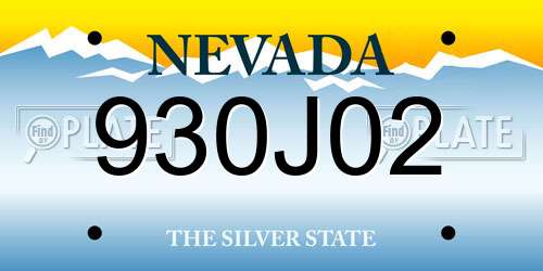 930J02 Nevada License Plate