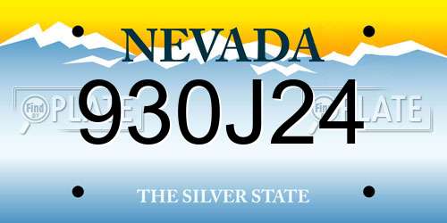930J24 Nevada License Plate