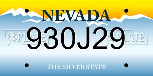 930J29 Nevada License Plate