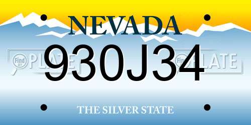 930J34 Nevada License Plate