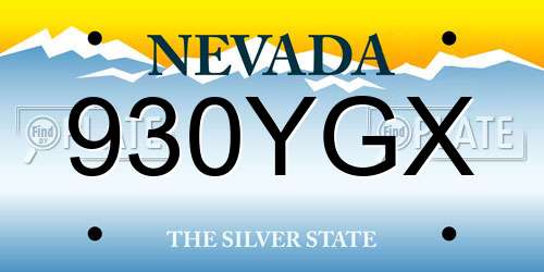 930YGX Nevada License Plate