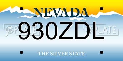 930ZDL Nevada License Plate