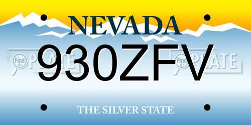 930ZFV Nevada License Plate
