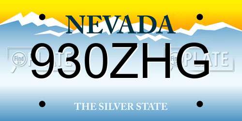930ZHG Nevada License Plate
