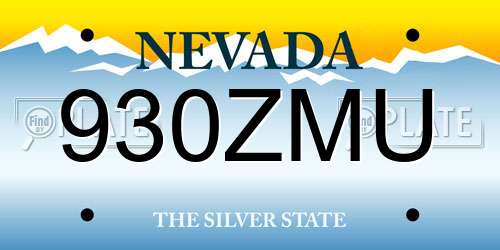 930ZMU Nevada License Plate
