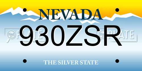 930ZSR Nevada License Plate