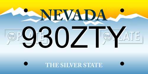 930ZTY Nevada License Plate