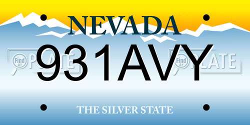 931AVY Nevada License Plate