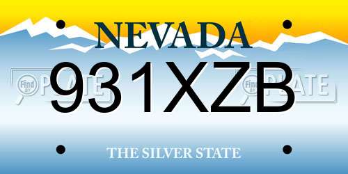 931XZB Nevada License Plate