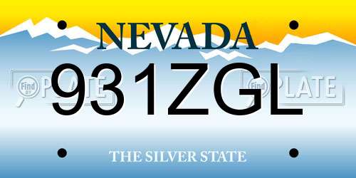 931ZGL Nevada License Plate