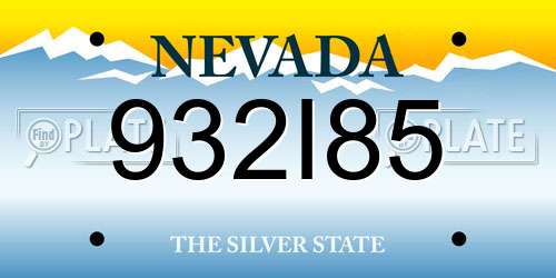 932I85 Nevada License Plate