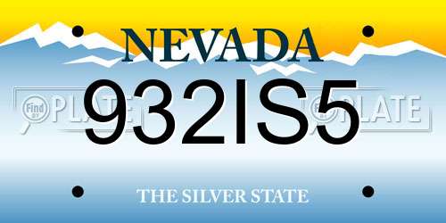 932IS5 Nevada License Plate