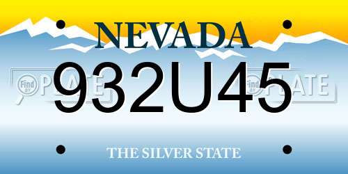 932U45 Nevada License Plate