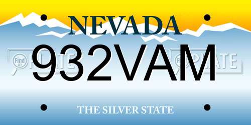 932VAM Nevada License Plate