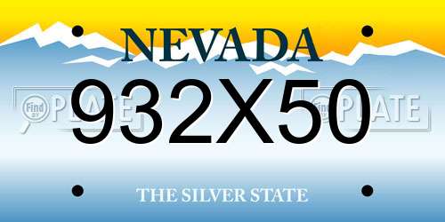 932X50 Nevada License Plate