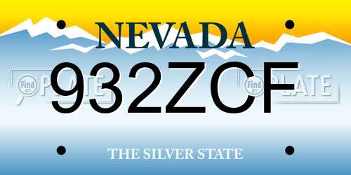 932ZCF Nevada License Plate
